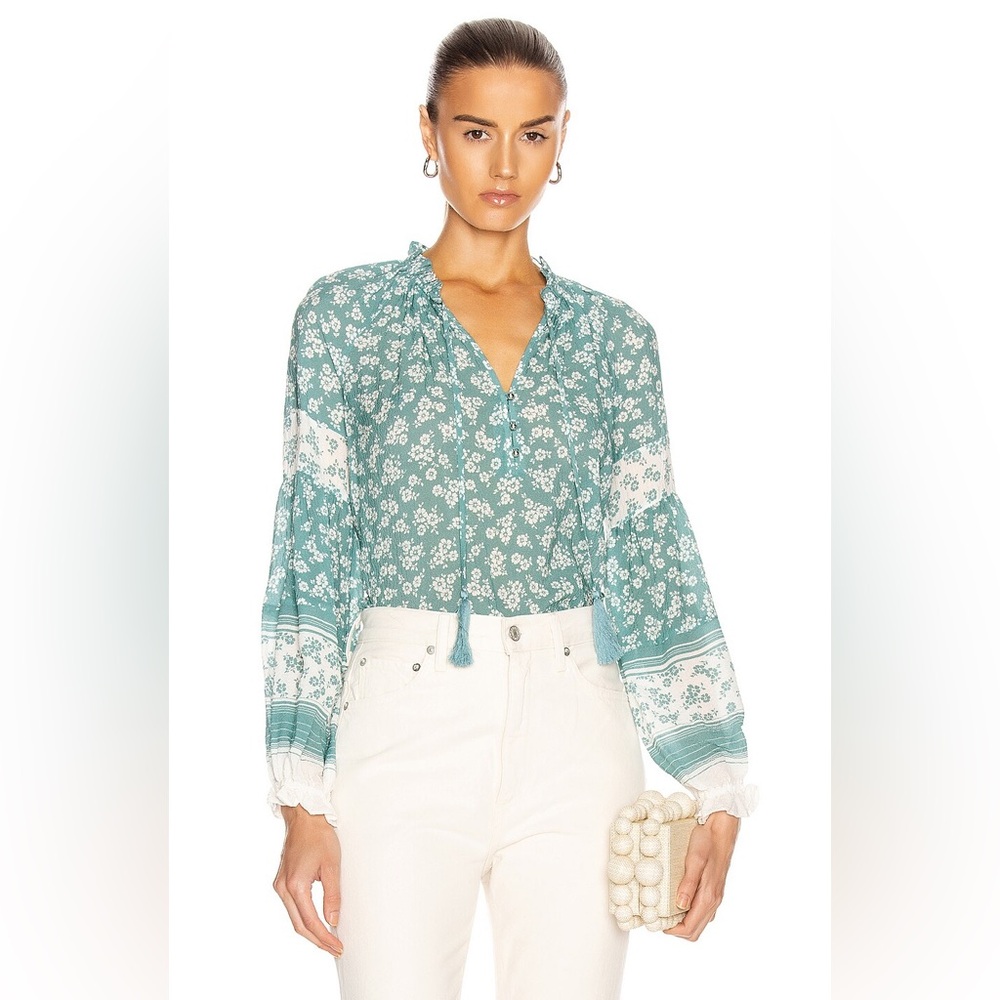 NWT $458 Veronica Beard Kalina Floral Print Silk blouse Top